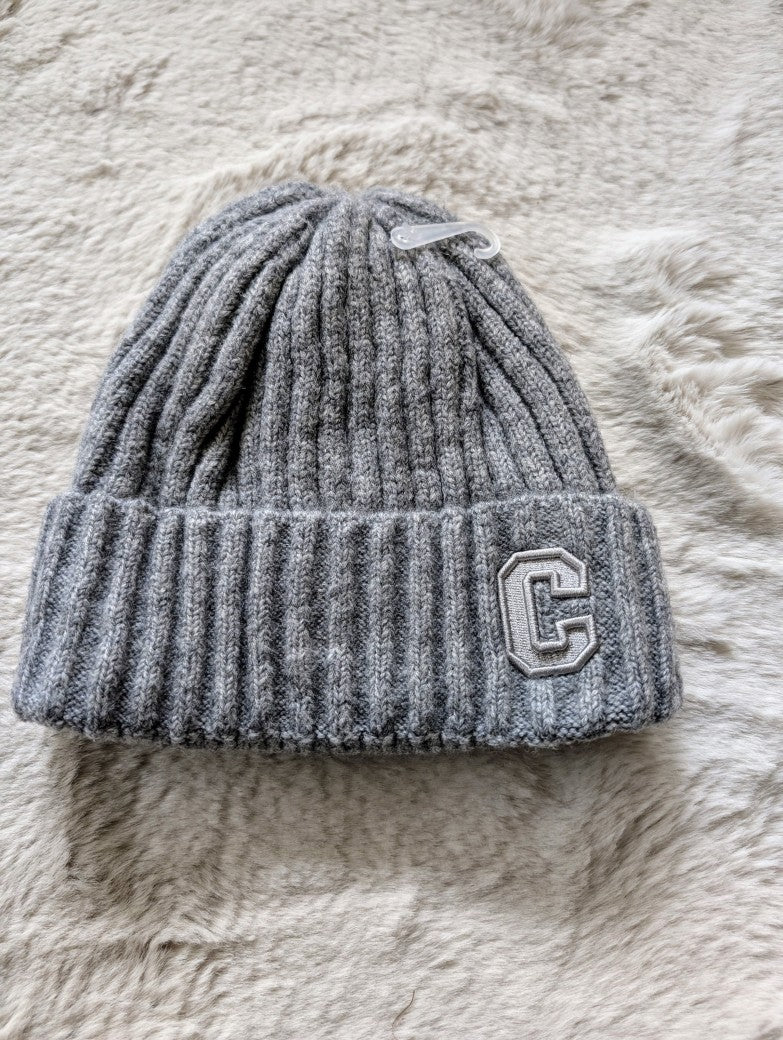 Beanie Mütze C gefüttert mit Umschlag flauschig aus 100% Viskose Grau