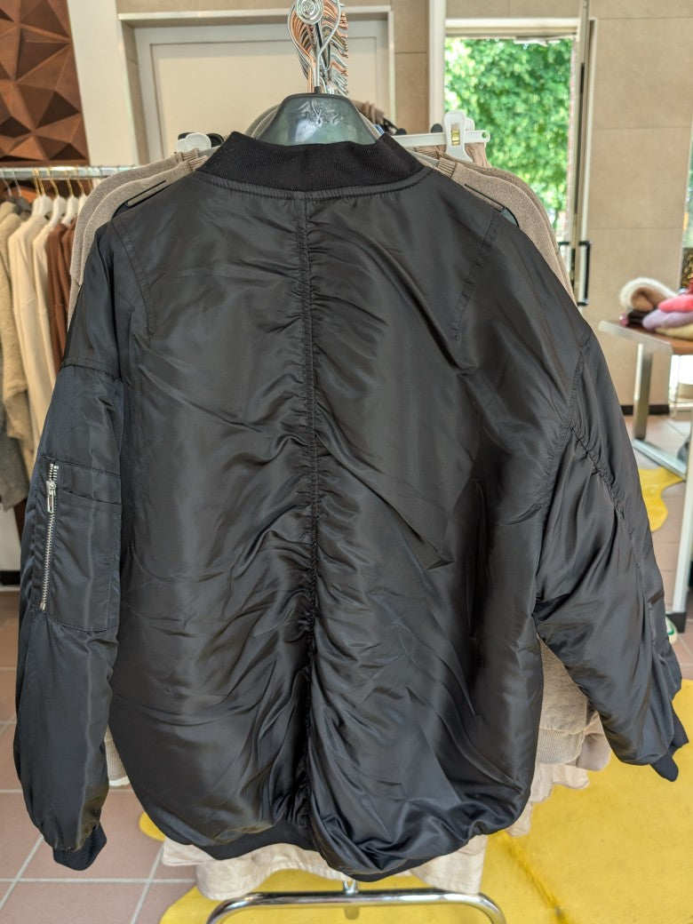 Klassische Bomberjacke Schwarz Futter innen gesteppt Größe S/M (Damen) - von EFFENY