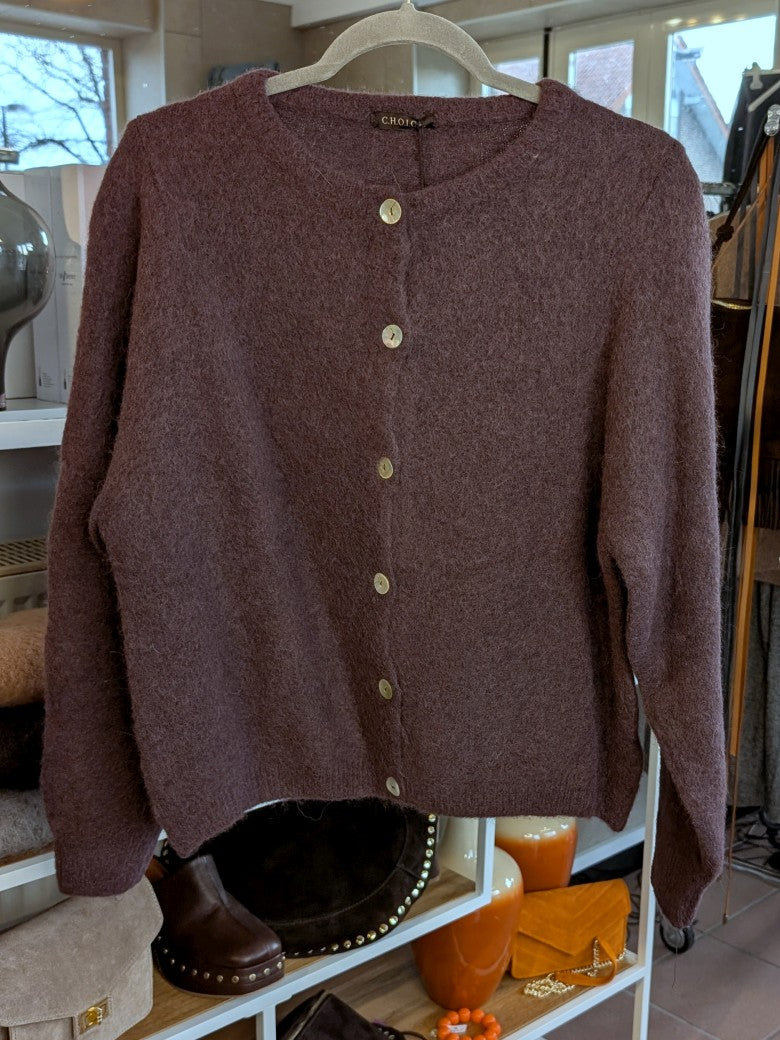 Fühle dich behaglich und stilvoll mit unserer Cardigan Strickjacke aus hochwertigem Alpaka und Wolle in elegantem Braun - für lässig bis elegant!