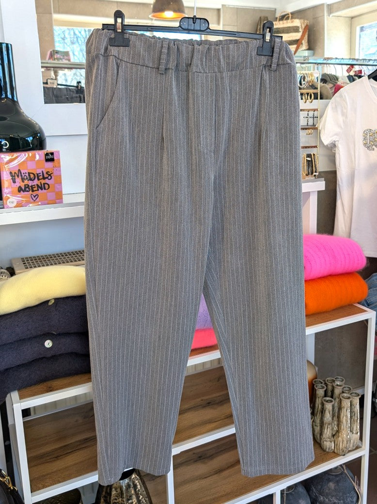 Jogpants Grau mit weißen Nadelstreifen, Viskose, One Size Hose