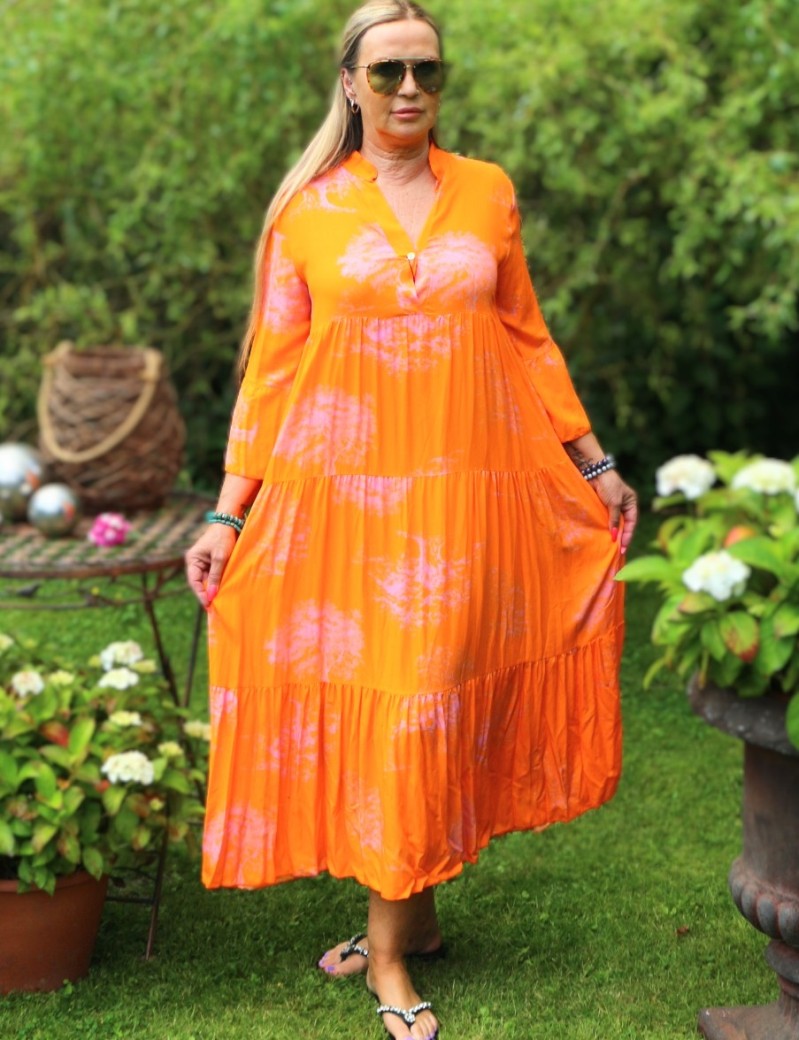 Maxikleid orange langarm clearance