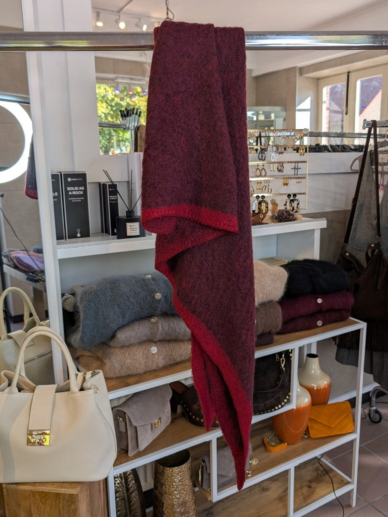 Schal Flauschig Dreieckstuch Dunkelrot Rot Viskose