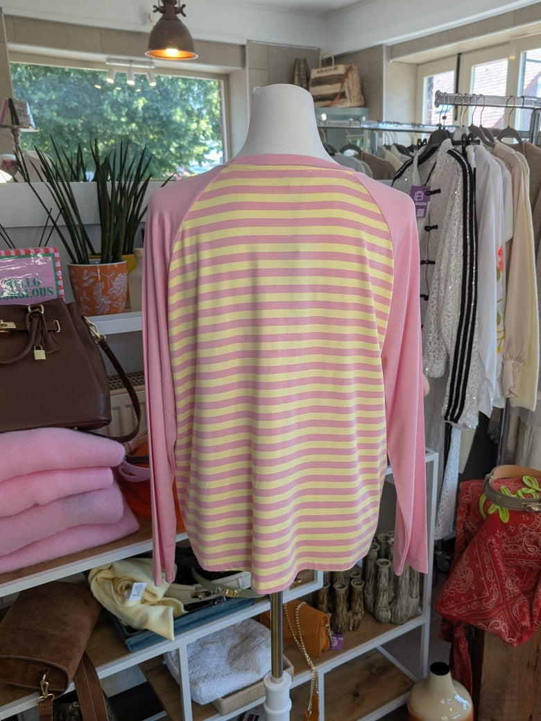 Langarm Shirt aus hochwertiger Baumwolle im klassischen Streifendesign in Trendfarben Rosa, Butter Yellow Gelb Rot - für stilbewusste Looks mit Raffinesse!