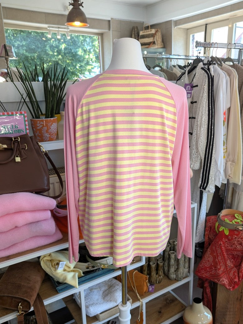 Langarm Shirt aus hochwertiger Baumwolle im klassischen Streifendesign in Trendfarben Rosa, Butter Yellow Gelb Rot - für stilbewusste Looks mit Raffinesse!