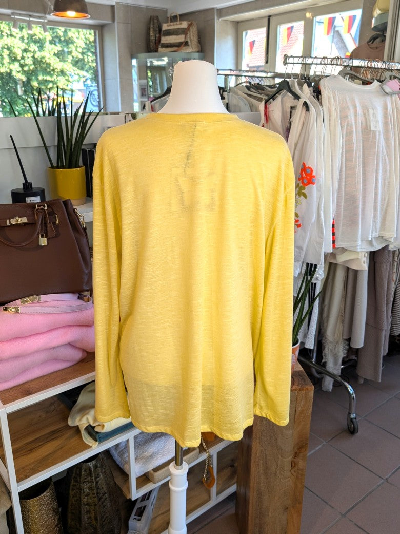Shirt Langarm Halbtransparent in Butter Yellow Gelb One Size - von Mioni Italien M30271