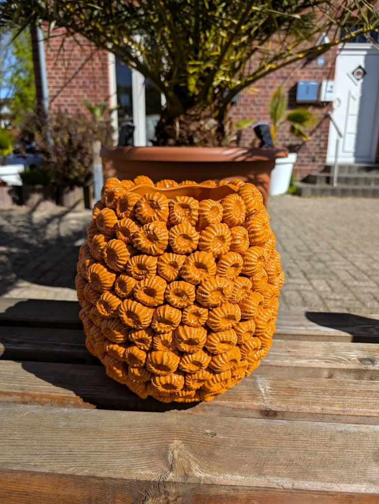 bertopf Pflanzgef Keramik 2kg Orange 3D Relief Koralle Blume  BF MODE |  Mode. Schmuck. Dekoratives
