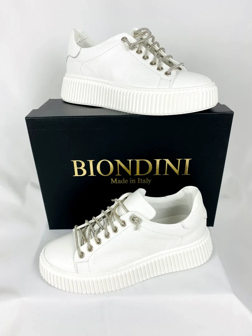 Biondini Leder Sneaker in Weiß für Damen Größe 39 - Schuhe Sneaker