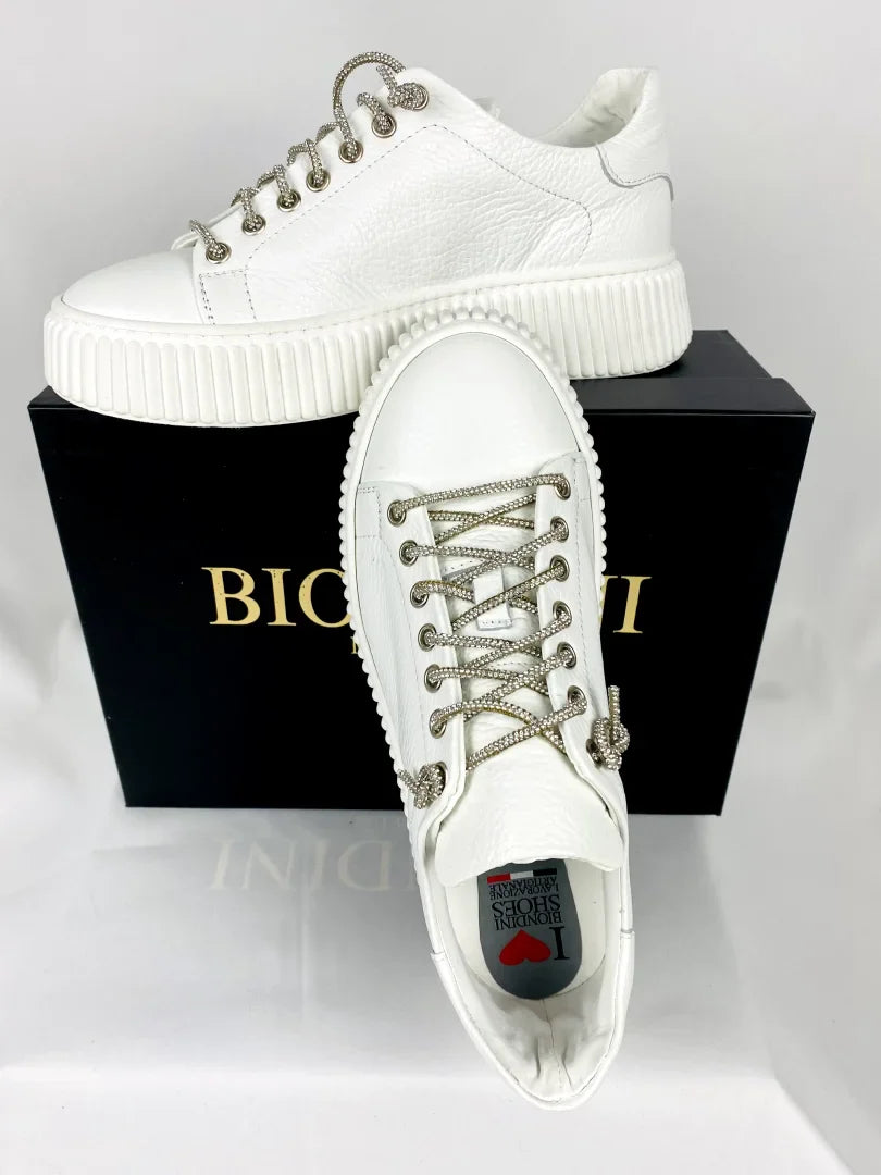 Biondini Leder Sneaker in Weiß für Damen Größe 39 - Schuhe Sneaker
