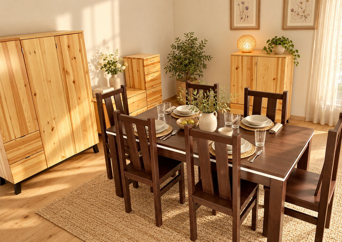 Nobis Ausziehbarer Esstisch Kiefer Massivholz 170/220 cm für 8+2 Personen | 100% Bio