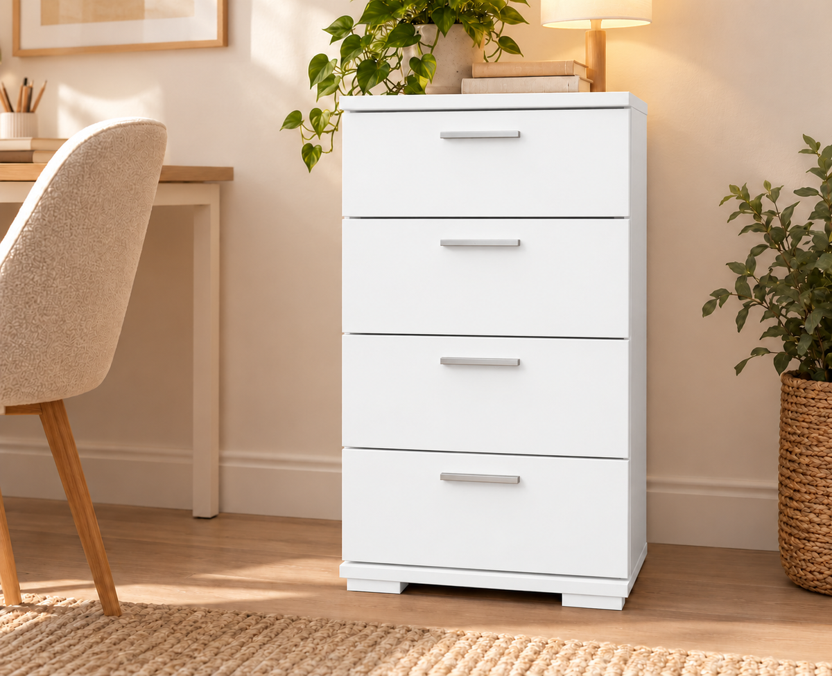 Nobis Schubladenkommode Bio Kiefer Sideboard | 4-Schubladen | 74cm hoch | 100% Massivholz