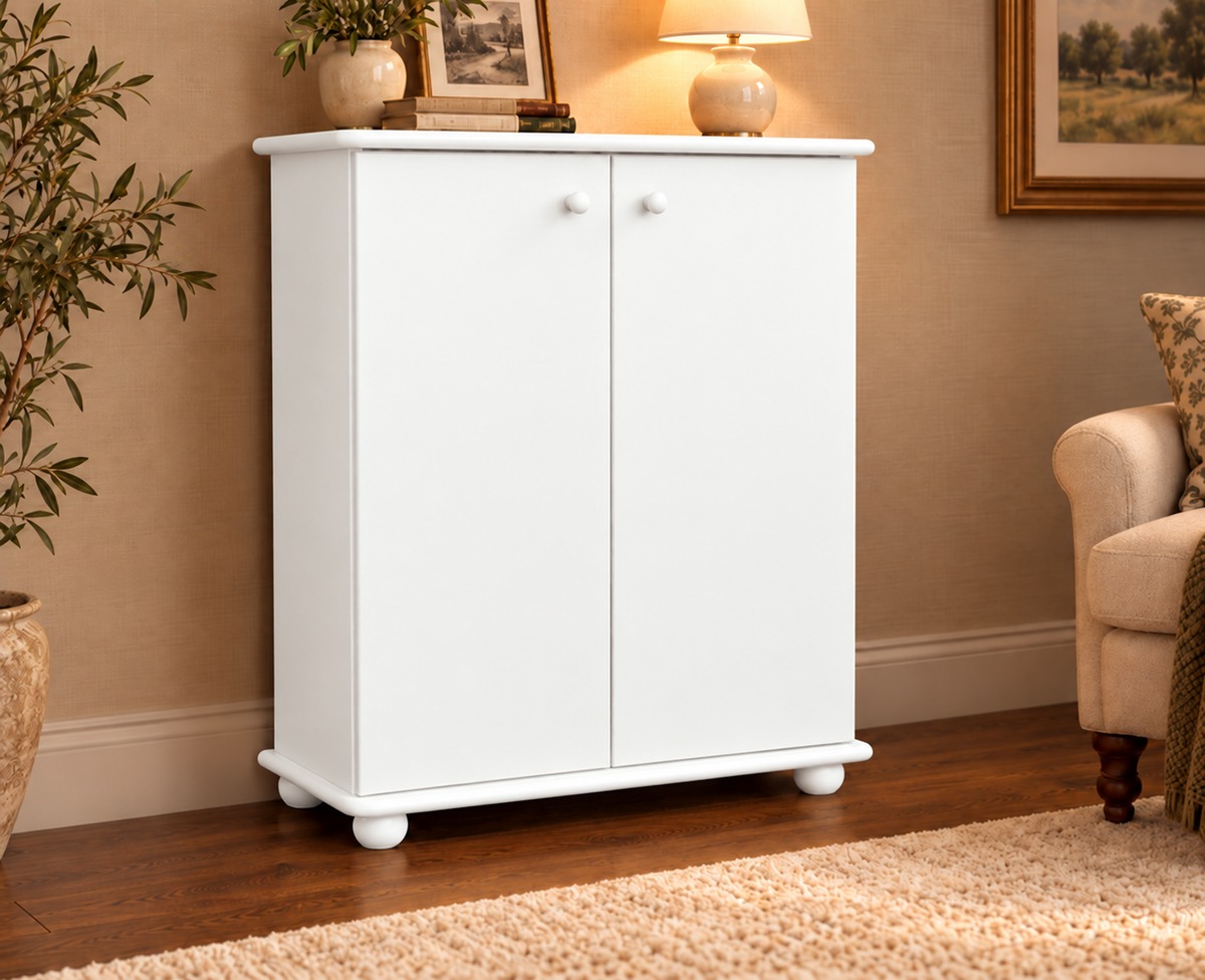 Anika Kommode 110er Bio Kiefer Massivholz | 2-Türig Sideboard mit Regalfächern | Anrichte aus 100% Massivholz