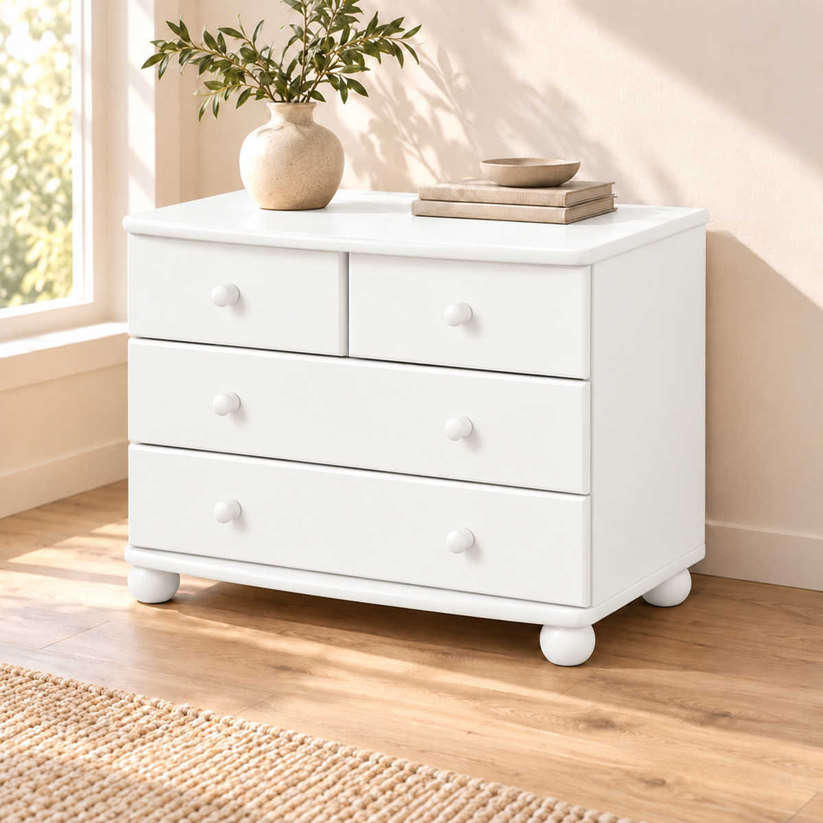 Eva Kommode Sideboard | Anrichte | 2-große 2-kleine Schubladen| 100% Bio Massivholz