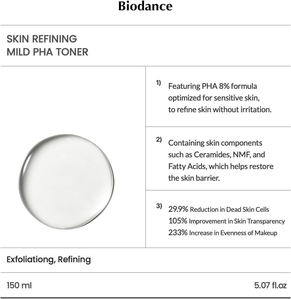 Biodance Skin Refining Mild PHA Toner 150ml
