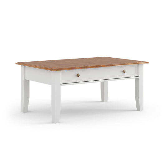 Bologna Elegante Massivholz Couchtisch – Stilvolles Design in Weiß und Eiche