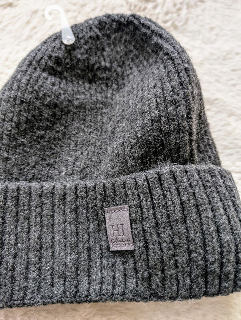 Beanie Mütze HI gefüttert mit Umschlag flauschig aus 100% Viskose Anthrazit