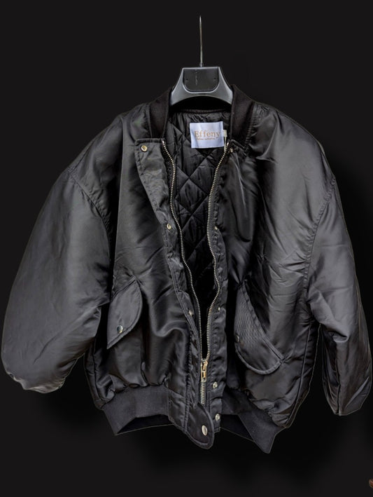 Klassische Bomberjacke Schwarz Futter innen gesteppt Größe S/M (Damen) - von EFFENY