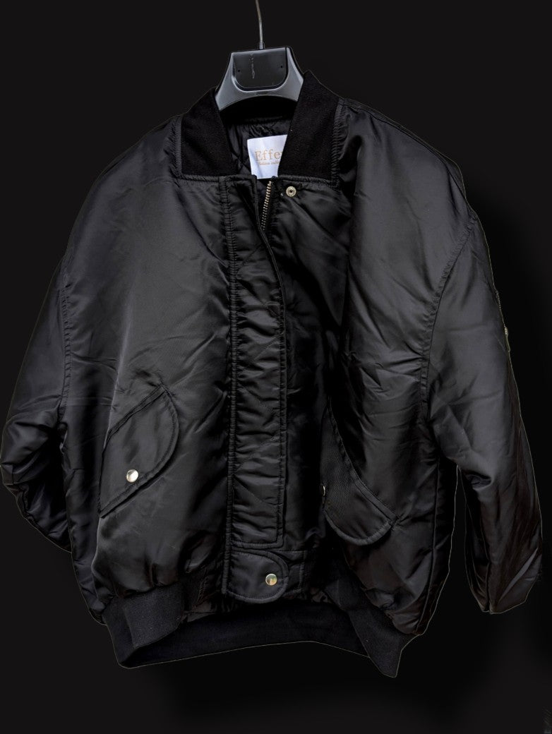 Klassische Bomberjacke Schwarz Futter innen gesteppt Größe S/M (Damen) - von EFFENY