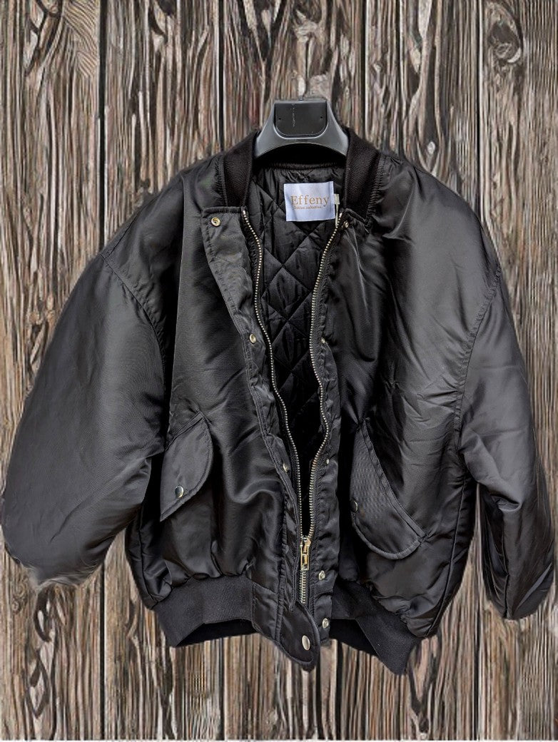 Klassische Bomberjacke Schwarz Futter innen gesteppt Größe S/M (Damen) - von EFFENY
