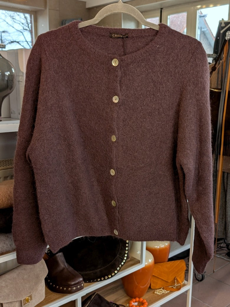 Fühle dich behaglich und stilvoll mit unserer Cardigan Strickjacke aus hochwertigem Alpaka und Wolle in elegantem Braun - für lässig bis elegant!