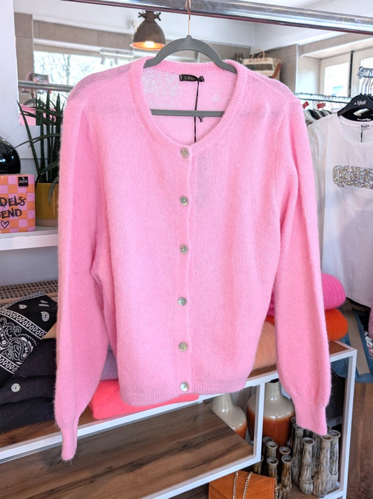 Fühle dich behaglich und stilvoll mit unserer Cardigan Strickjacke aus hochwertigem Alpaka und Wolle in Pink Rosa - für lässig bis elegant!