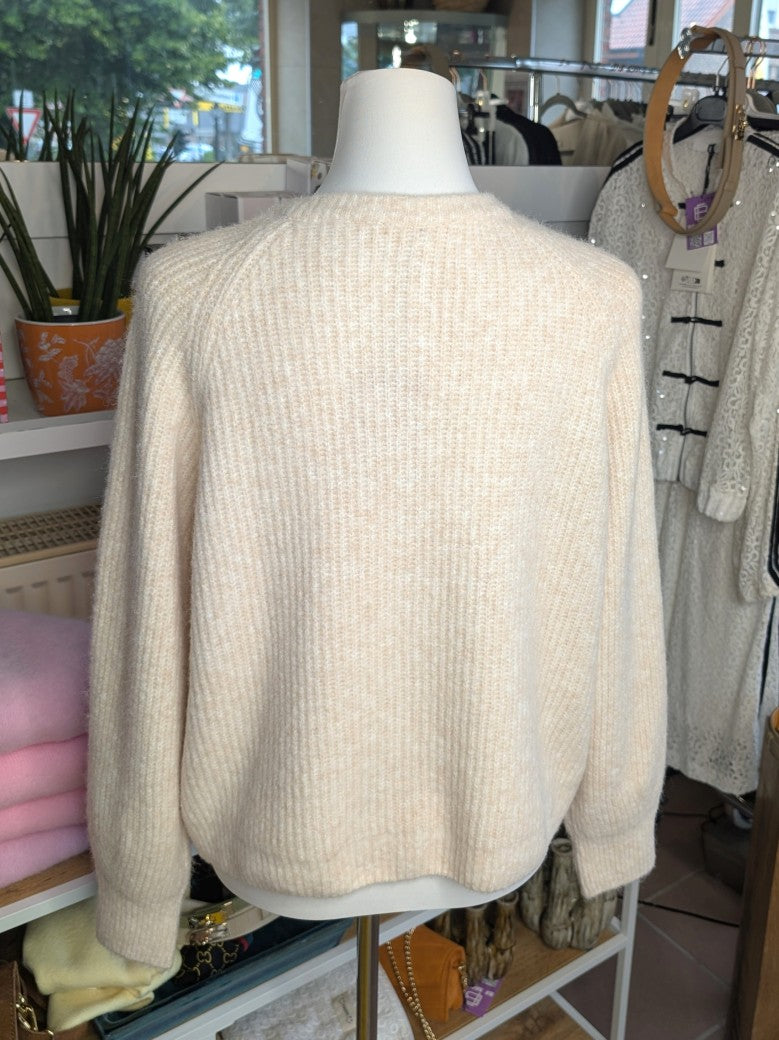 Elegante Cardigan Strickjacke in Beige Weiß meliert mit hellen Perlmuttknöpfen und weicher fein gerippte Struktur - verleiht jedem Outfit eine raffinierte Note!