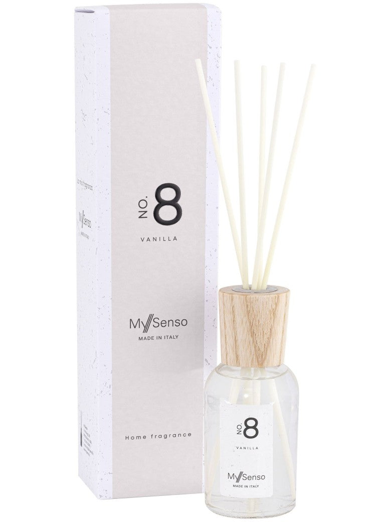 Diffuser Premium 100 ml No. 8 Vanilla" von My Senso: Weiches, rundliches Vanillearoma, vollendet mit einer leicht süßlichen Note, wie aus 1001 Nacht.