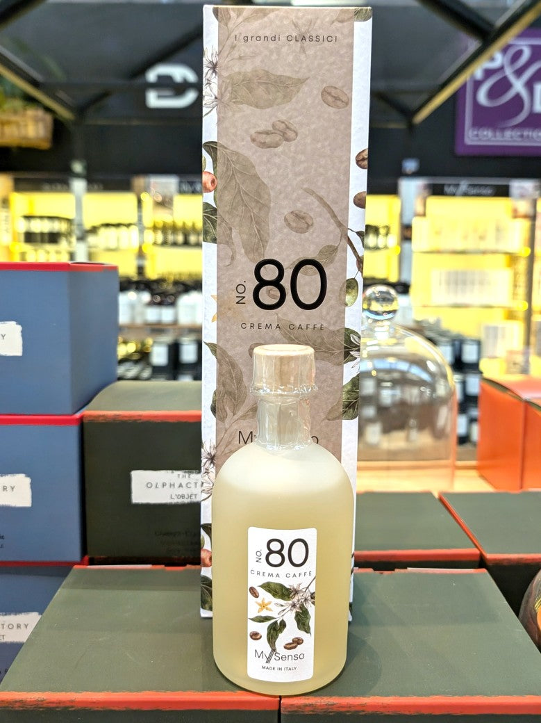 Diffuser Premium 240 ml No. N°80 Crema Caffè" von My Senso: harmonische Verbindung aus gourmandigen Akkorden Crema Caffe und edlen Holznoten: warm und samtig