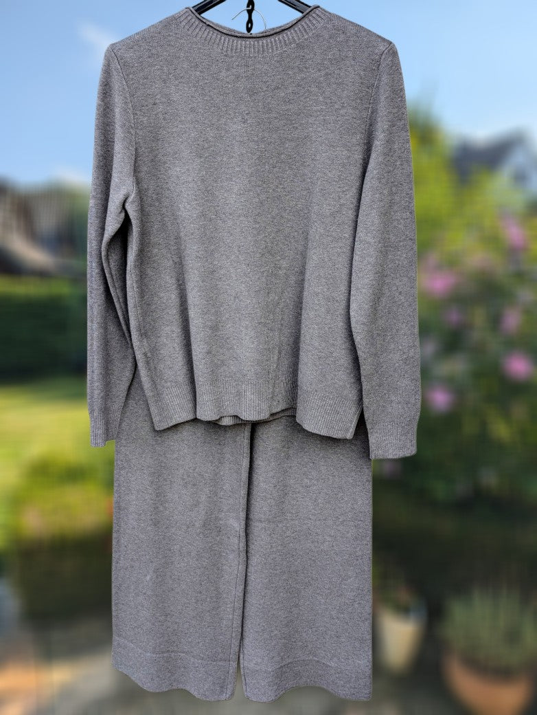 Feinstrick Viskose Nylon Wohlfühlset Pulli Pullover & Hose Grau One Size