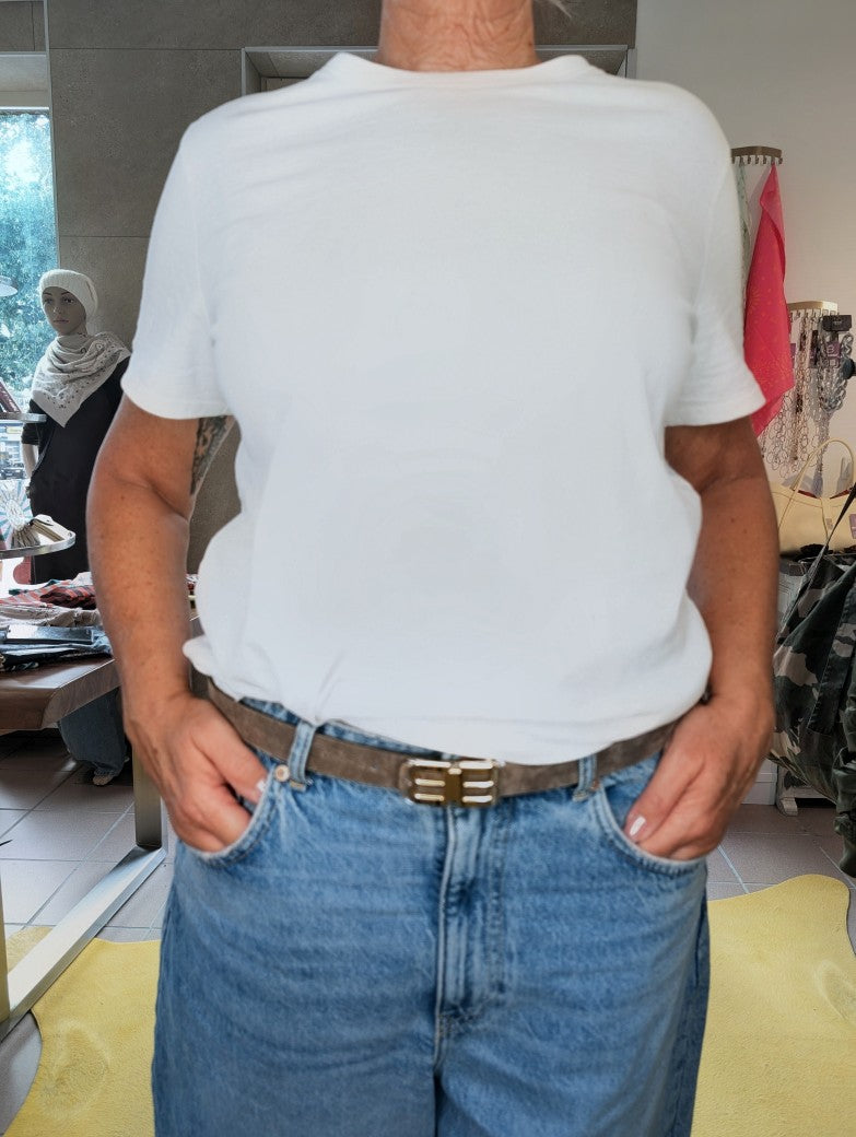 Eleganter hochwertiger Wildledergürtel Taupe im Balenciaga-Stil - vielseitiges Accessoire für verschiedene Anlässe. Passt perfekt zu Jeans, Chinos, Kleidern!