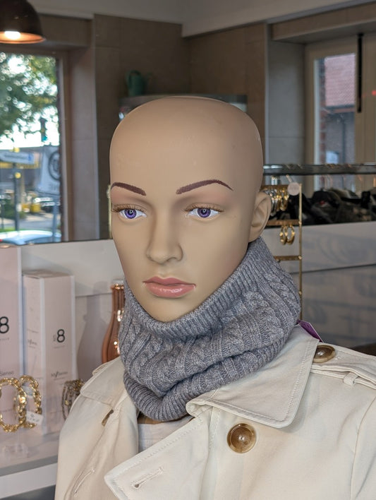 Halswärmer gefüttert flauschig warm 10cm breit - aus 51% Viskose, 30% Polyester, 19% Nylon - Innenfutter Polyester - Grau