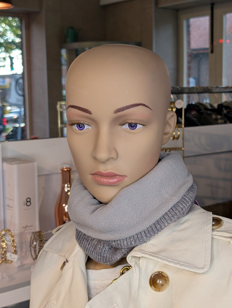 Halswärmer gefüttert flauschig warm 10cm breit - aus 51% Viskose, 30% Polyester, 19% Nylon - Innenfutter Polyester - Grau