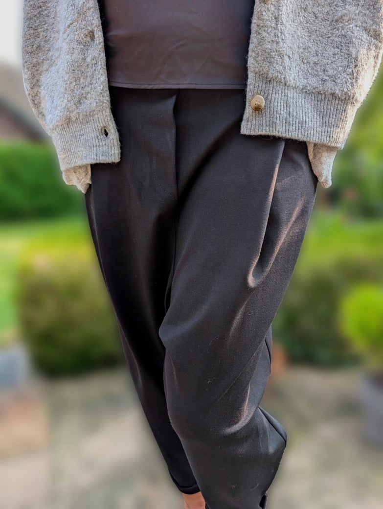 Hose Jogpants Bundfalte Viskose Schwarz One Size