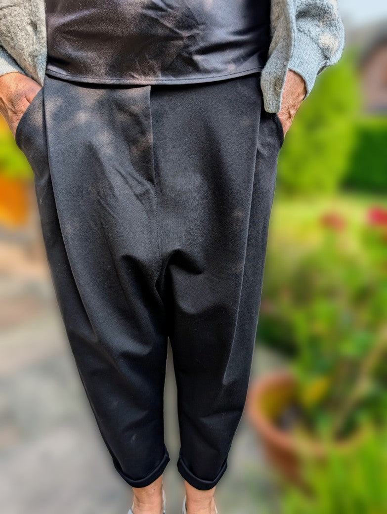 Hose Jogpants Bundfalte Viskose Schwarz One Size
