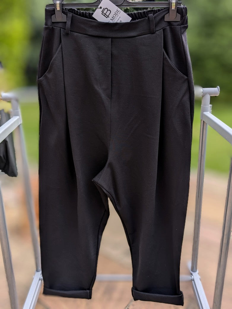 Hose Jogpants Bundfalte Viskose Schwarz One Size