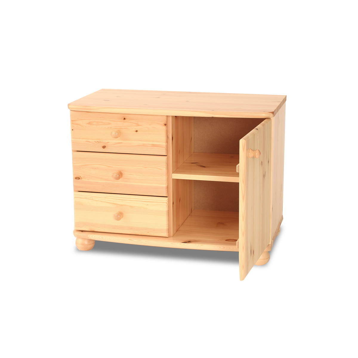 Eva Kommode Sideboard | Anrichte | 1-Türig 3-Schubladen | 100% Bio Massivholz
