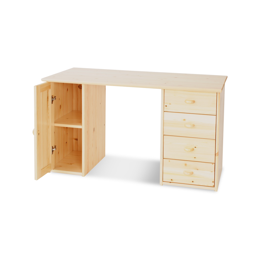 Vanessa Schreibtisch aus Kiefer Massivholz | 1-Türig | 4-Schubladen - Für ein stilvolles Home-Office