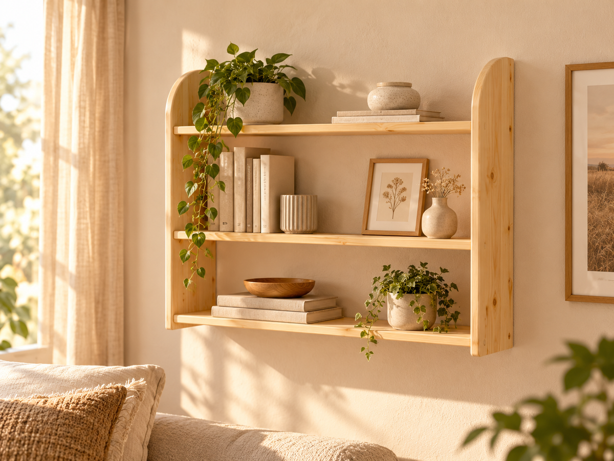 Eva Bücherregal aus Kiefer Massivholz | 3er Wandregal aus 100% Bio Holz