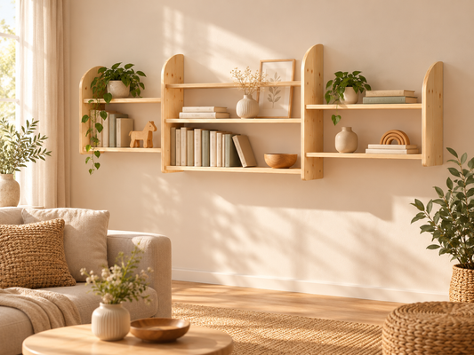 Eva Bücherregal XXL aus 100% bio Kiefer Massivholz – Bestes Wandregal für Ihr Zuhause