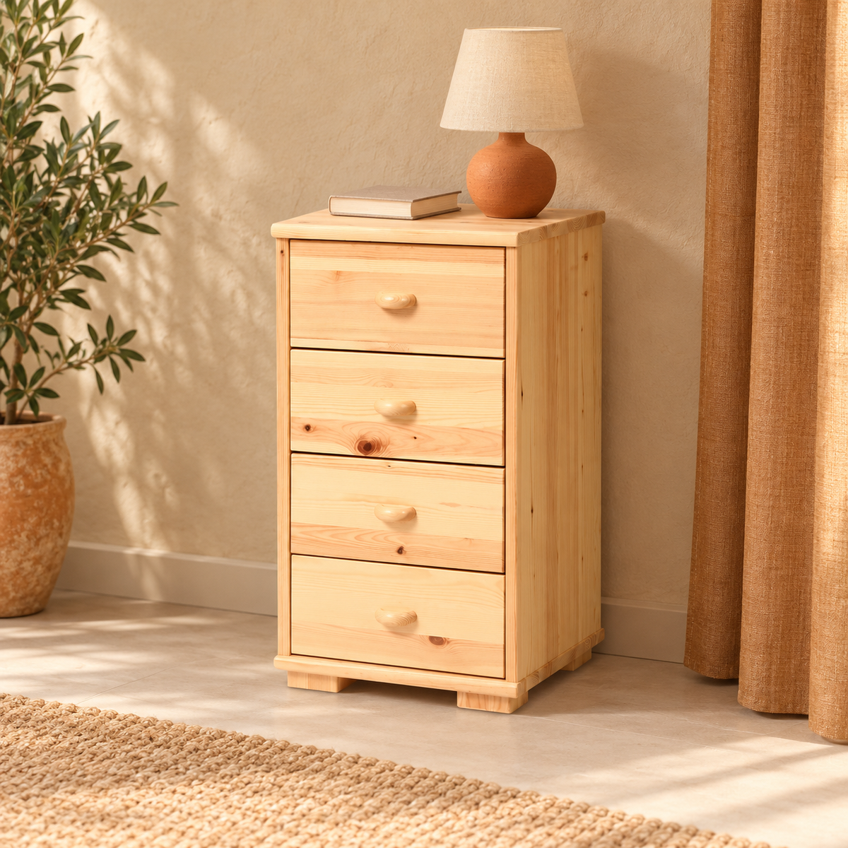 Vanessa Kommode Massivholz | 4-Schubladen Sideboard aus 100% Bio Kiefer