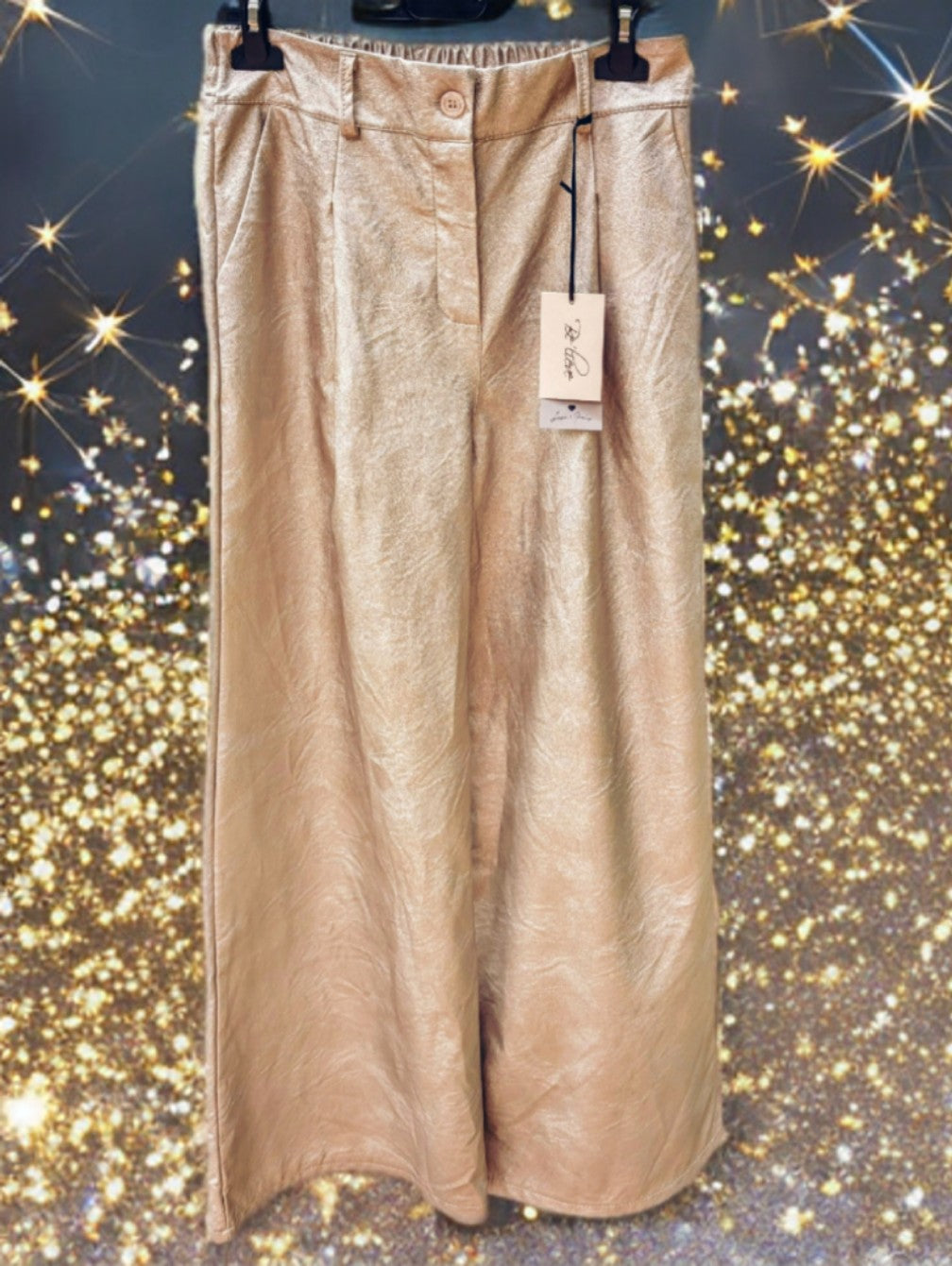 Leder Hose Gold Champagner Kunstleder  L/XL von Believe