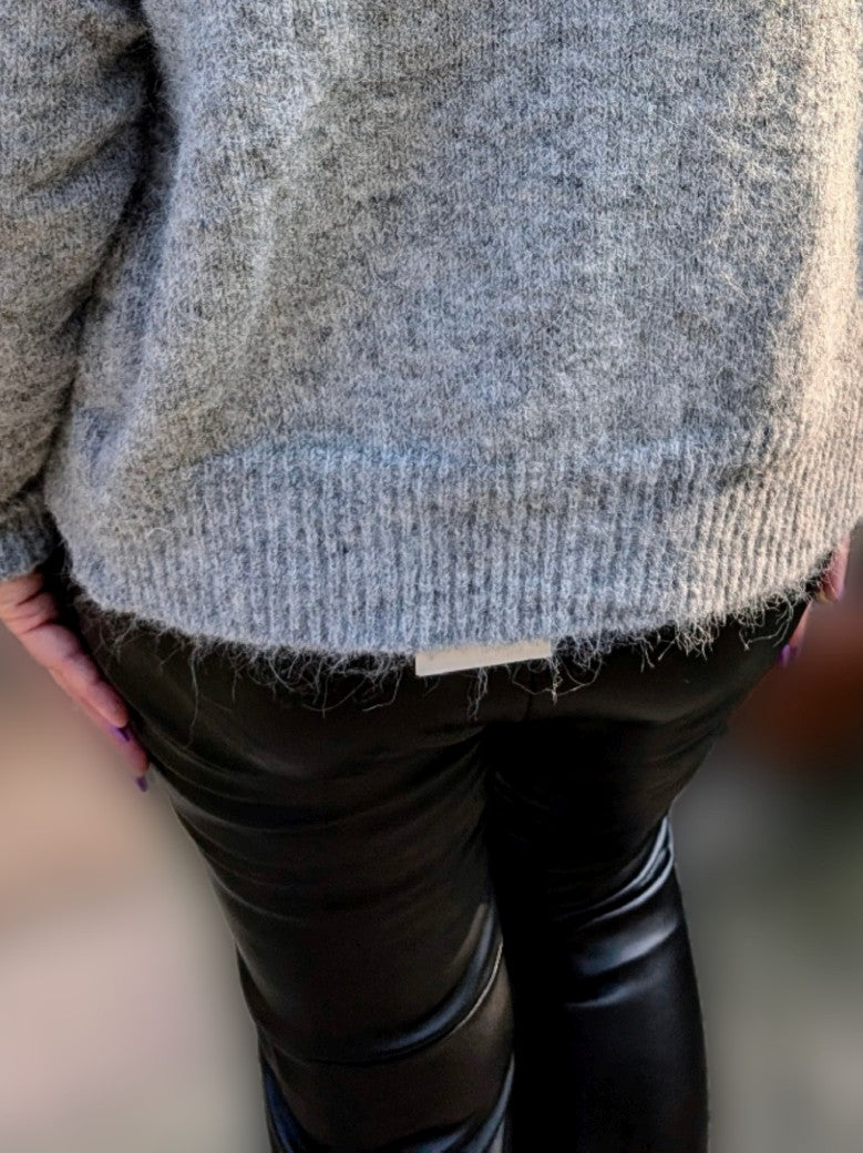 Leder Leggings (dicker) Schwarz, mit Reißverschlüssen