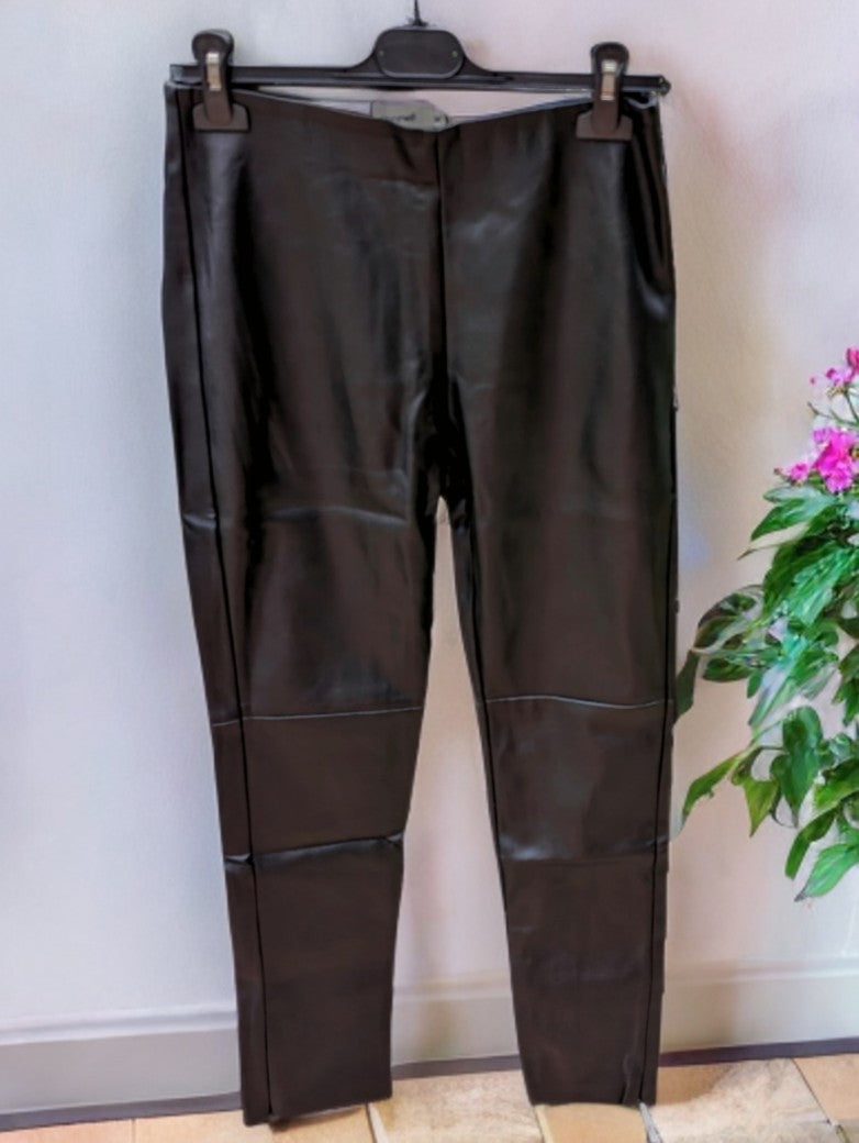 Leder Leggings (dicker) Schwarz, mit Reißverschlüssen