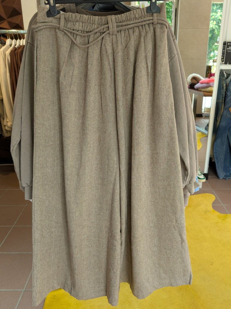 Hose Tweed Look Marlene Pants Wide Leg Moro Taupe S/M - von GIOYA MD7371