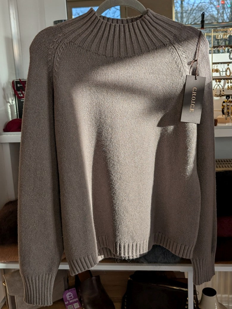 Der Pullover mit Rollkragen aus hochwertigen Viskose Mischung in elegantem Taupe verbindet Komfort mit stilvoller Vielseitigkeit - angenehme Wärme für kühle Tage!