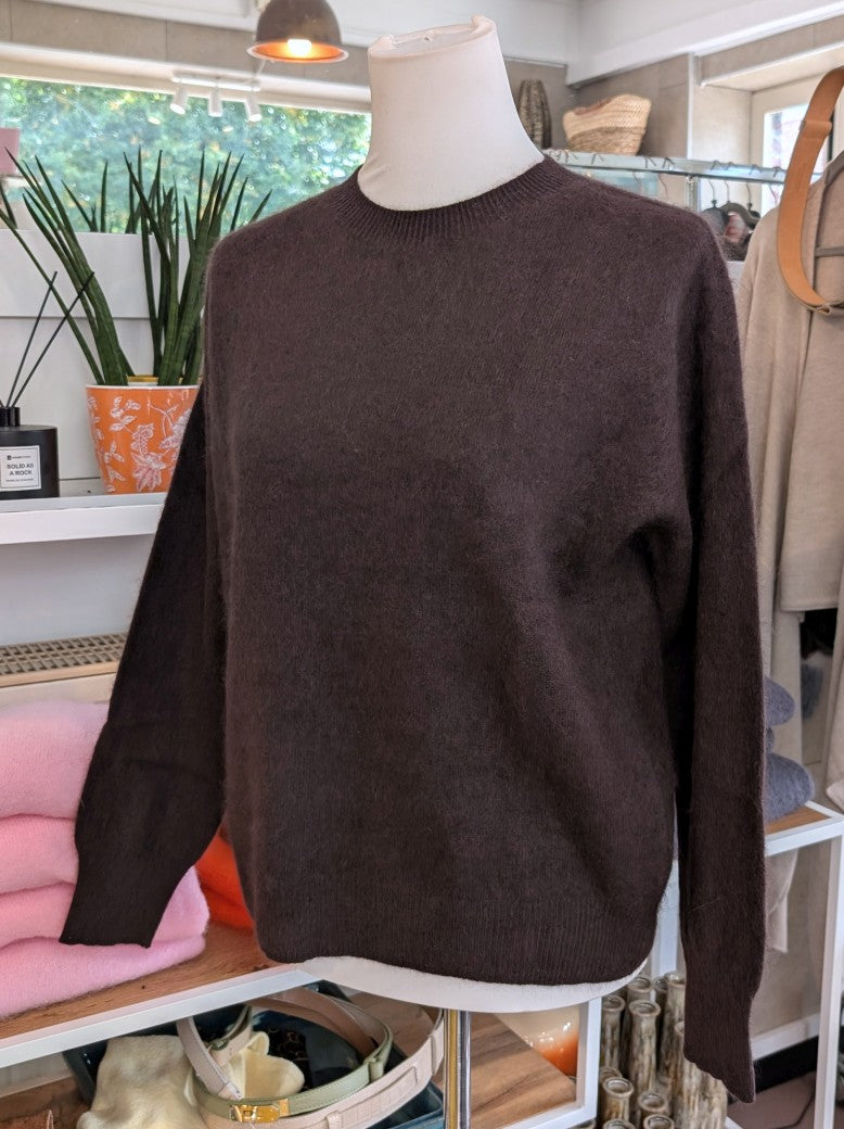 Eleganter mega kuscheliger Pullover in Coffee Braun – luxuriöse Kaschmir Seide Wolle Mischung für höchsten Komfort und Langlebigkeit natürliche Wärmeisolation