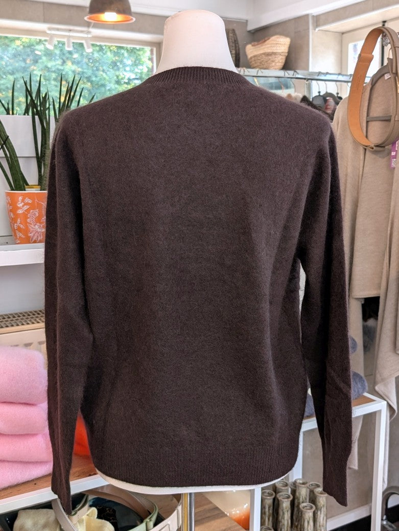 Eleganter mega kuscheliger Pullover in Coffee Braun – luxuriöse Kaschmir Seide Wolle Mischung für höchsten Komfort und Langlebigkeit natürliche Wärmeisolation