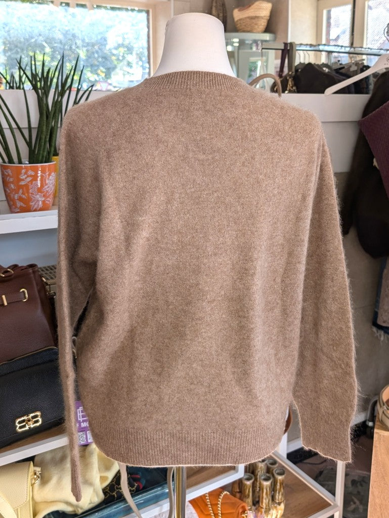 Eleganter mega kuscheliger Pullover in Sand Taupe – luxuriöse Kaschmir Seide Wolle Mischung für höchsten Komfort und Langlebigkeit natürliche Wärmeisolation