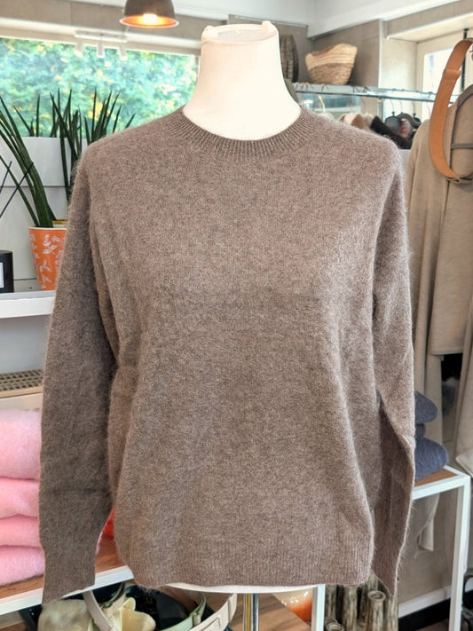 Eleganter mega kuscheliger Pullover in Taupe Braun – luxuriöse Kaschmir Seide Wolle Mischung für höchsten Komfort und Langlebigkeit natürliche Wärmeisolation