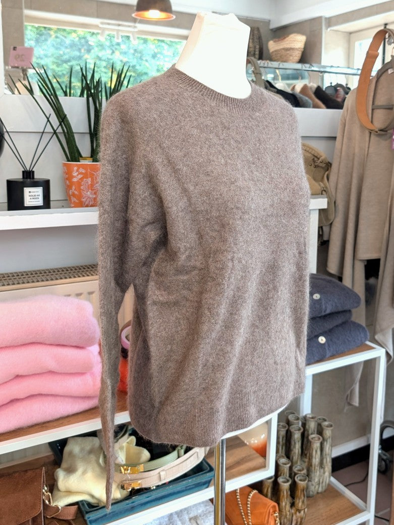 Eleganter mega kuscheliger Pullover in Taupe Braun – luxuriöse Kaschmir Seide Wolle Mischung für höchsten Komfort und Langlebigkeit natürliche Wärmeisolation