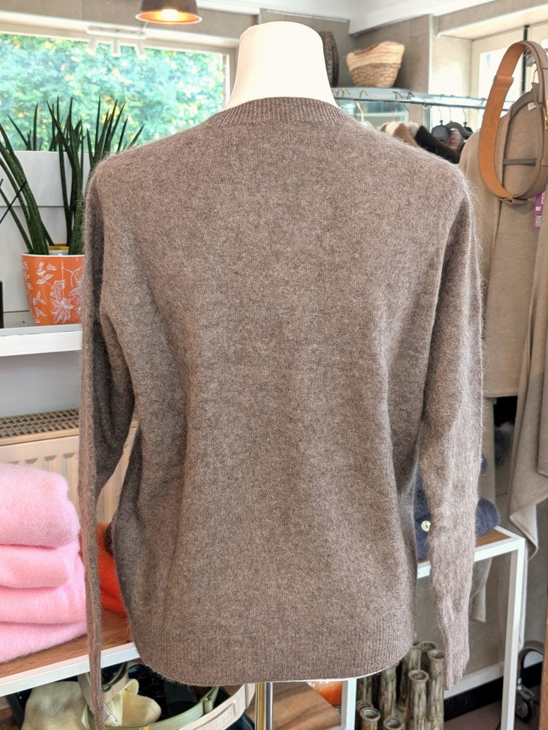 Eleganter mega kuscheliger Pullover in Taupe Braun – luxuriöse Kaschmir Seide Wolle Mischung für höchsten Komfort und Langlebigkeit natürliche Wärmeisolation